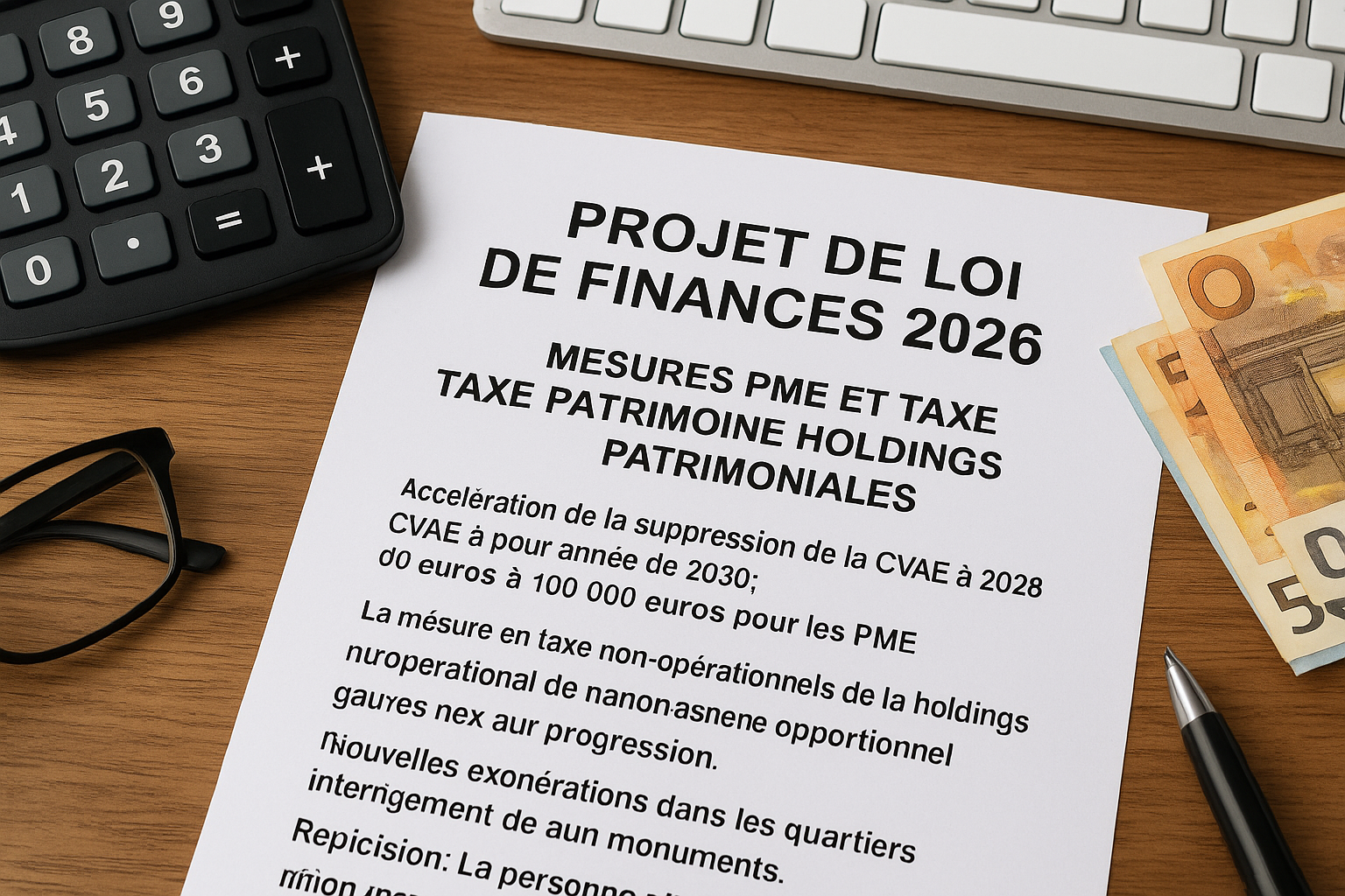 PROJET DE LOI DE FINANCES POUR 2026 : Principales mesures concernant les PME et focus sur l’instauration de la taxe sur le patrimoine financier des holdings patrimoniales